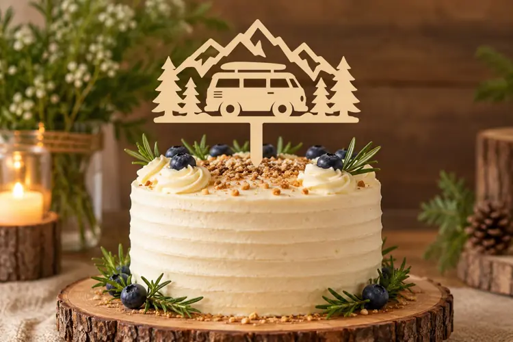 Cabin Forest Cake Topper Laser Cut SVG File cabin cake toppe