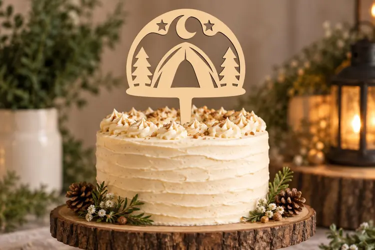 Camping Tent Cake Topper Laser Cut SVG File camping tent svg