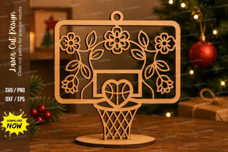 Floral Basketball Hoop Laser Cut SVG File