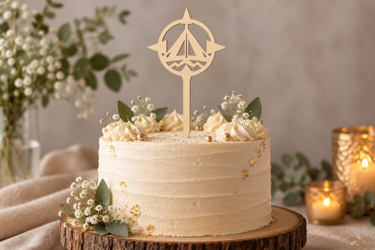 Sailboat Cake Topper Laser Cut SVG File sailboat cake topper example image 1