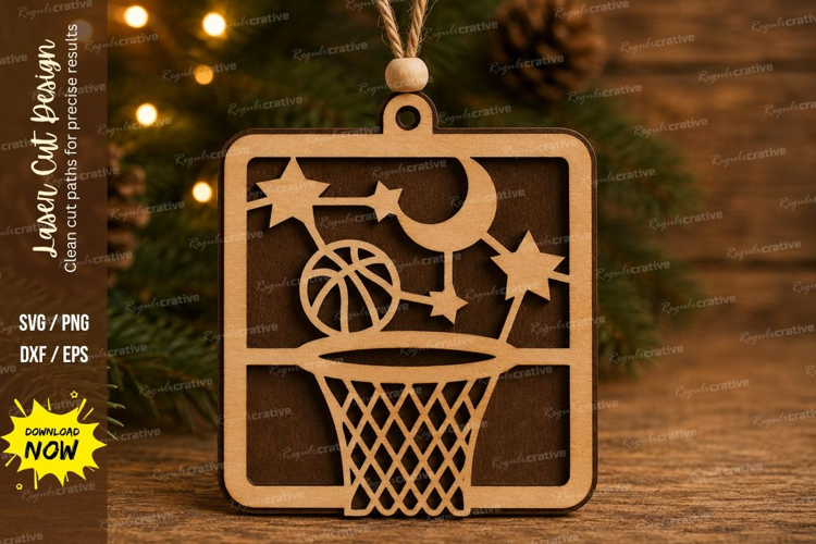 Moon Star Basketball Laser Cut SVG File