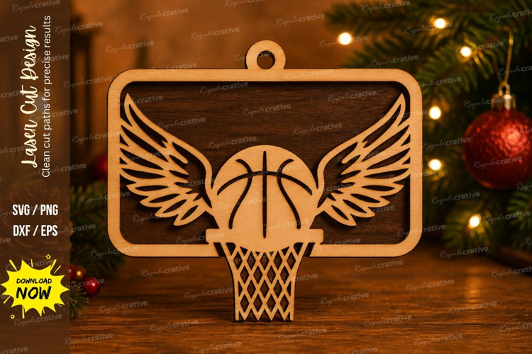 Winged Basketball Hoop Laser Cut SVG File