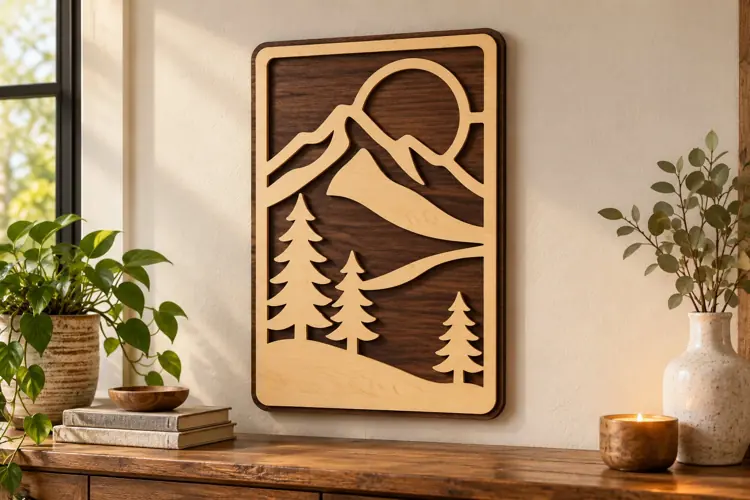 Mountain Pine Wall Art Laser Cut SVG File mountain wall art