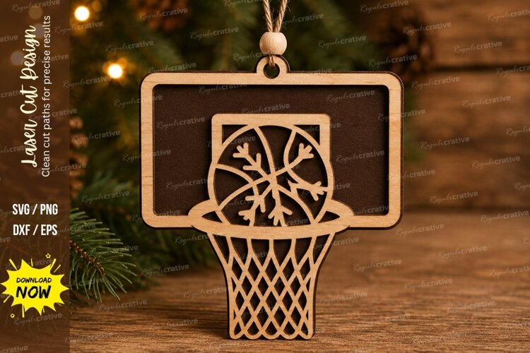Geometric Basketball Hoop Laser Cut SVG File example image 1