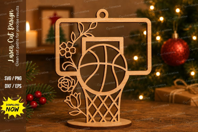 Floral Basketball Hoop Laser Cut SVG File