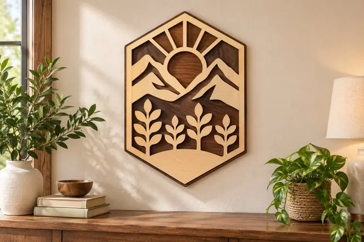 Botanical Mountain Wall Art Laser Cut SVG File botanical mou