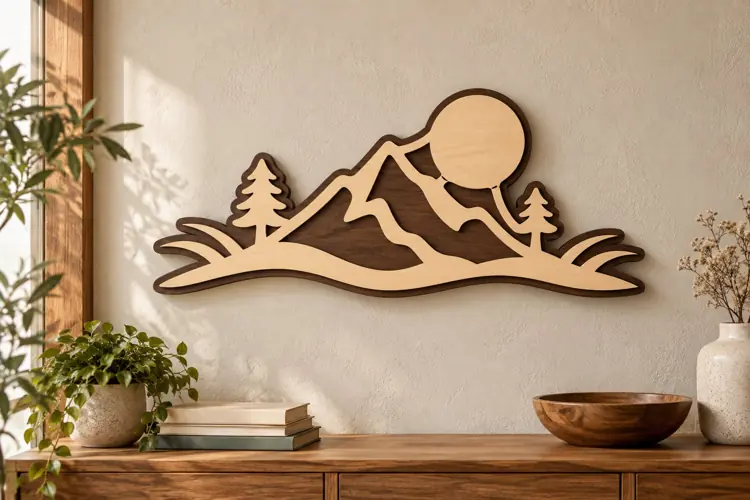 Mountain Sunset Wall Art Laser Cut SVG File mountain sunset