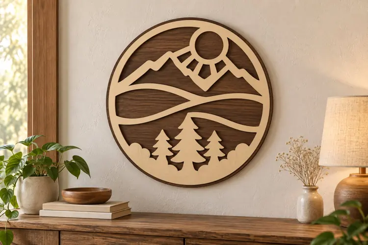 Round Mountain Forest Laser Cut SVG File round mountain svg,