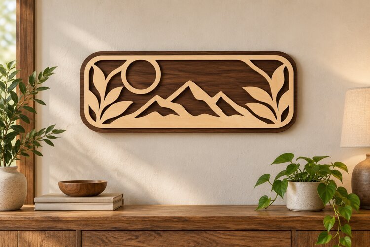 Mountain Branch Wall Art Laser Cut SVG File mountain branch example image 1