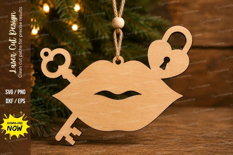 Lips Keys Love Laser Cut SVG File example image 1