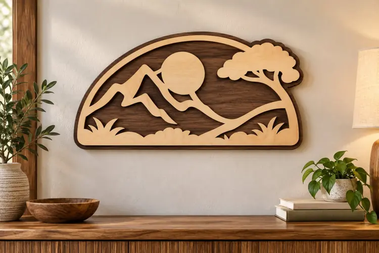 Mountain Tree Wall Art Laser Cut SVG File mountain tree svg,