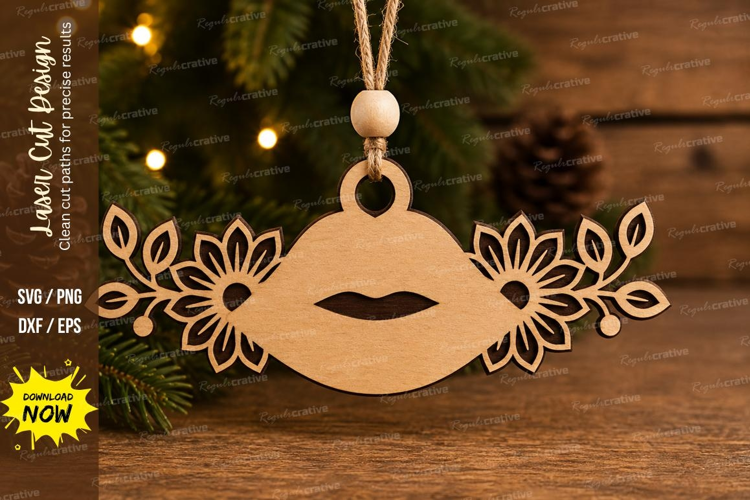 Floral Lips Ornament Laser Cut SVG
