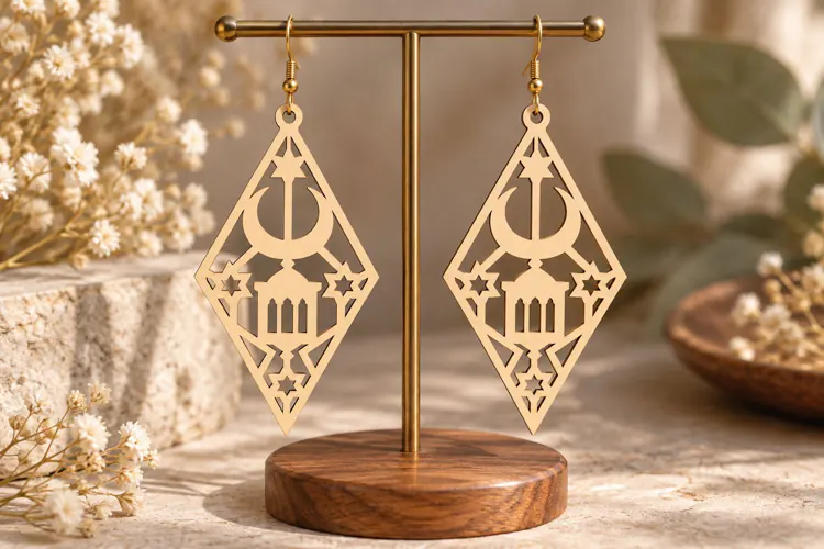 Diamond Lantern Earrings Laser Cut SVG File diamond earrings