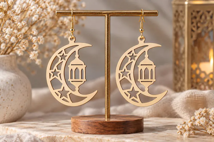 Crescent Mosque Earrings Laser Cut SVG File crescent earring