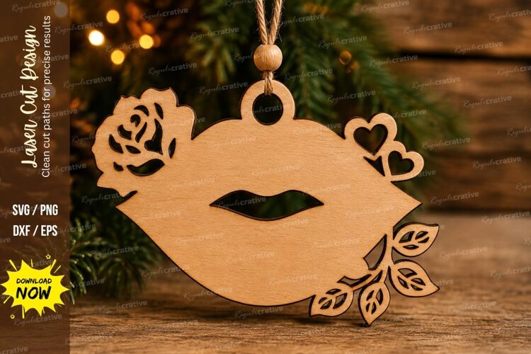 Rose Floral Lips Laser Cut SVG File example image 1