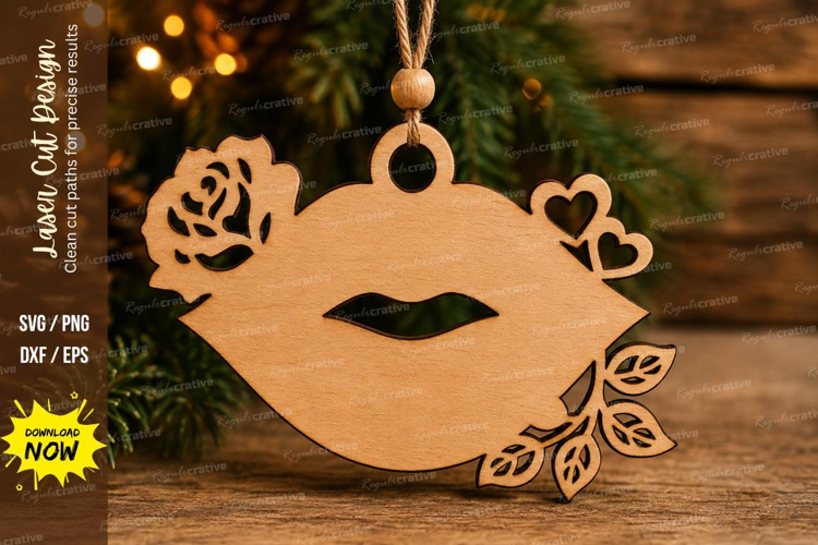 Rose Floral Lips Laser Cut SVG File