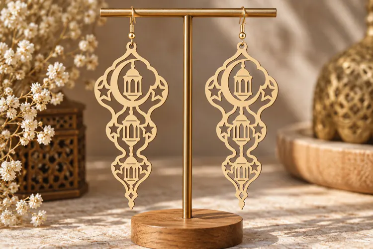 Ornate Lantern Earrings Laser Cut SVG File ornate earrings