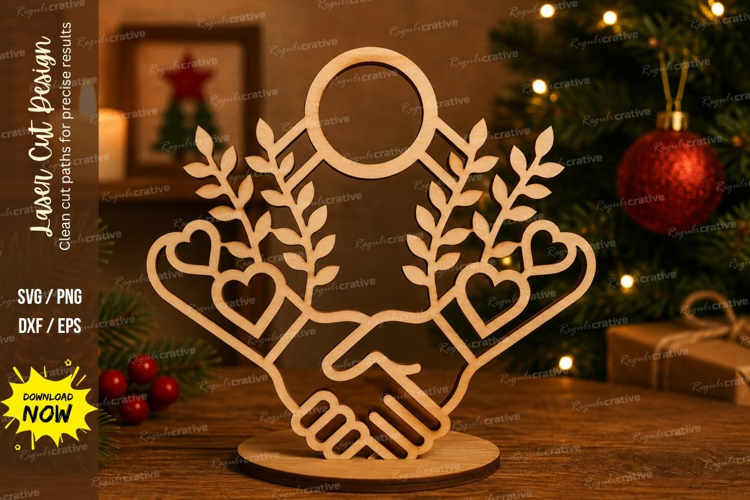 Floral Handshake Laser Cut SVG File