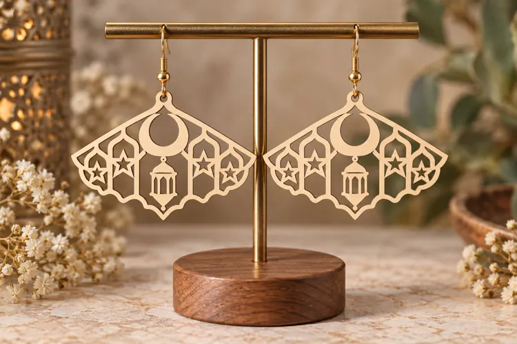 Fan Mosque Earrings Laser Cut SVG File fan earrings svg