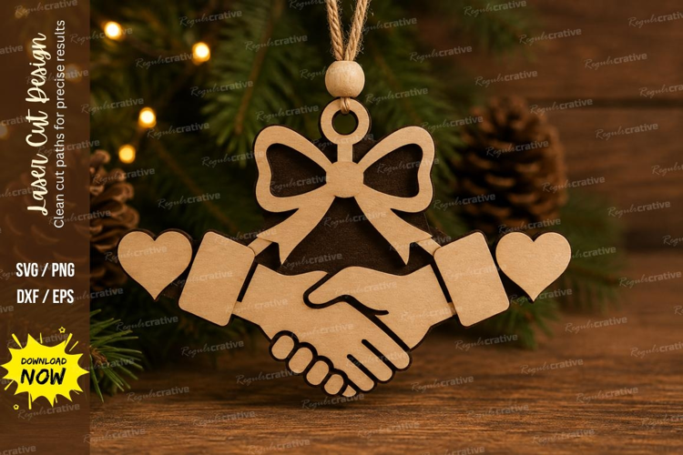 Bow Handshake Love Laser Cut SVG File