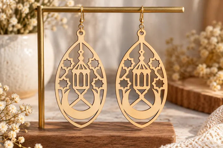 Oval Lantern Earrings Laser Cut SVG File oval earrings svg,
