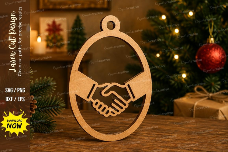 Handshake Ornament Laser Cut SVG File