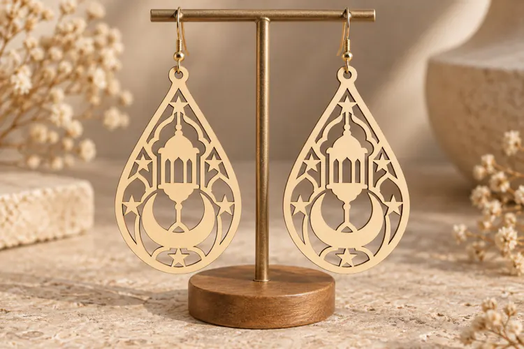 Teardrop Lantern Earrings Laser Cut SVG File teardrop earrin
