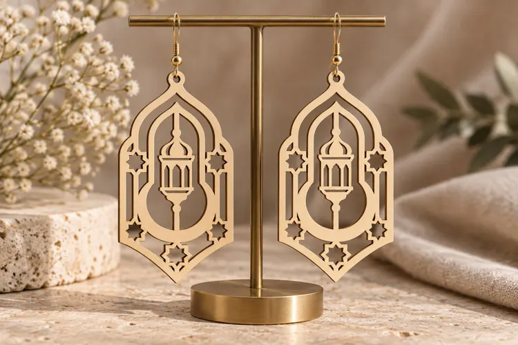 Long Arch Lantern Earrings Laser Cut SVG File long earrings
