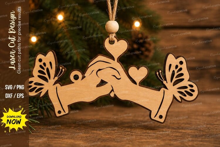 Butterfly Handshake Laser Cut SVG File example image 1