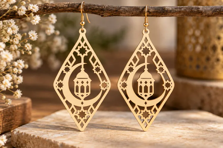 Diamond Mosque Earrings Laser Cut SVG File diamond earrings
