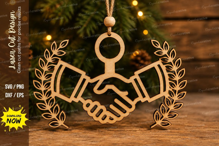 Handshake Wreath Laser Cut SVG File