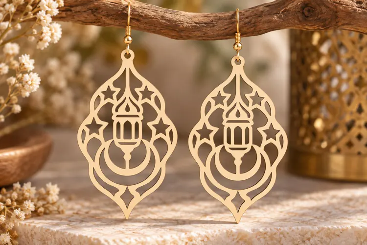 Ornate Lantern Teardrop Earrings Laser Cut SVG File ornate