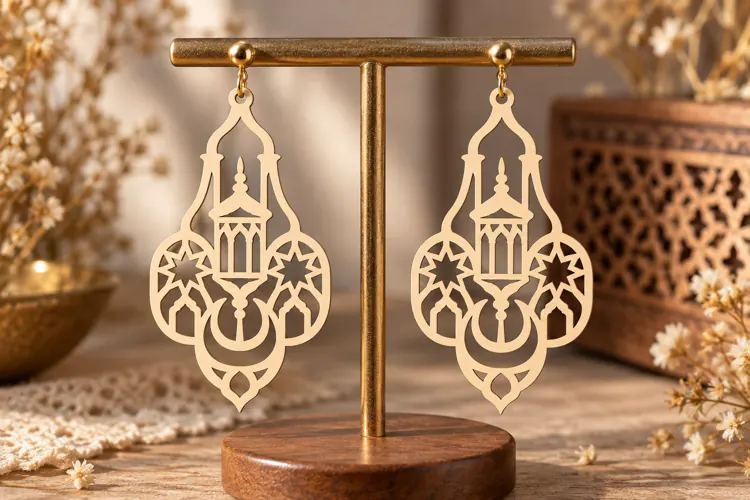 Ornate Ramadan Lantern Earrings Laser Cut SVG File ramadan