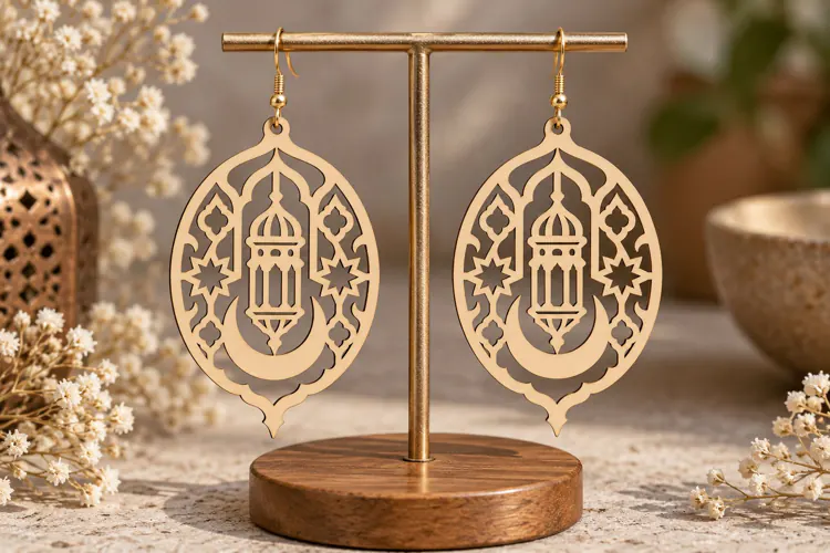 Oval Lantern Earrings Laser Cut SVG File oval earrings svg