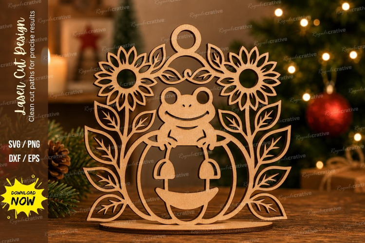 Sunflower Frog Laser Cut SVG File