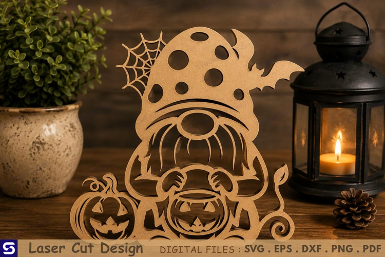 3D Standing Halloween Pumpkin Gnome Tabletop Decor Laser Cut