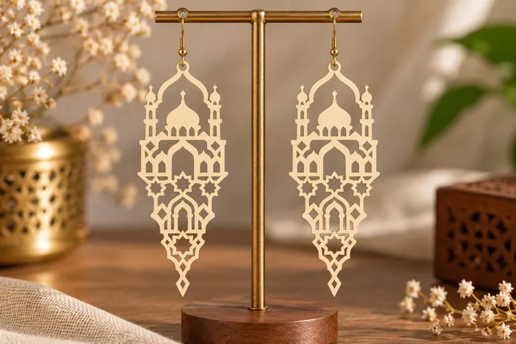 Ornate Mosque Earrings Laser Cut SVG File mosque earrings sv