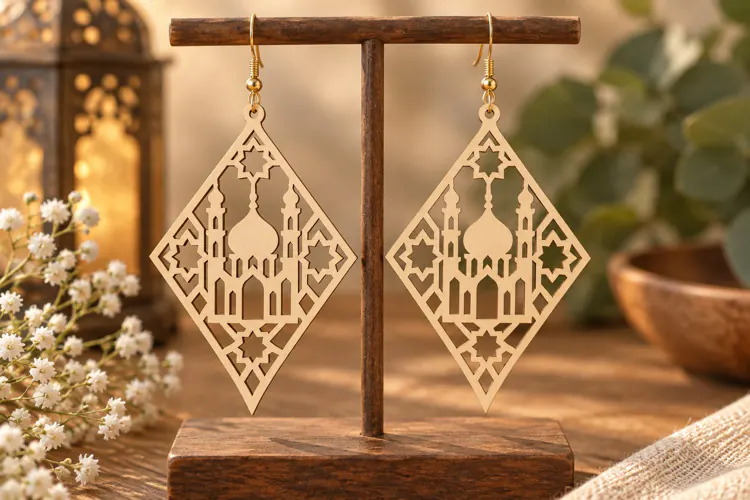 Diamond Mosque Earrings Laser Cut SVG File diamond earrings
