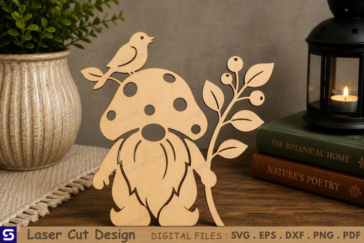 3D Standing Songbird Gnome Tabletop Decor Laser Cut File
