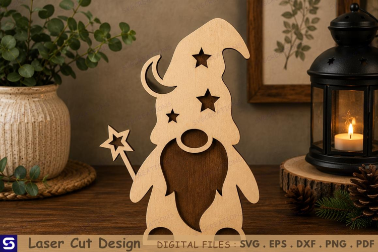 3D Standing Celestial Wizard Gnome Tabletop Decor Laser Cut