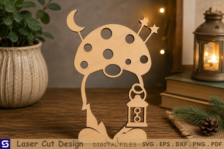 3D Standing Lantern Gnome Tabletop Decor Laser Cut File