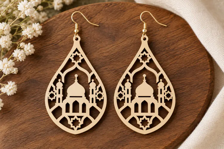 Teardrop Mosque Earrings Laser Cut SVG File teardrop earring