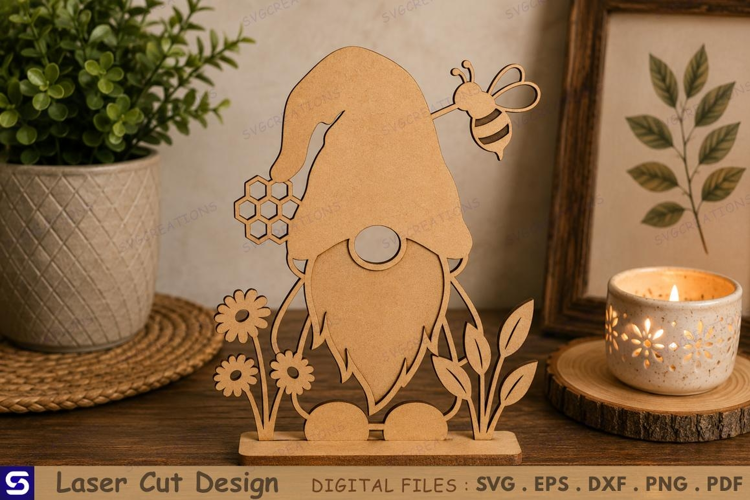 3D Standing Honeybee Gnome Tabletop Decor Laser Cut File