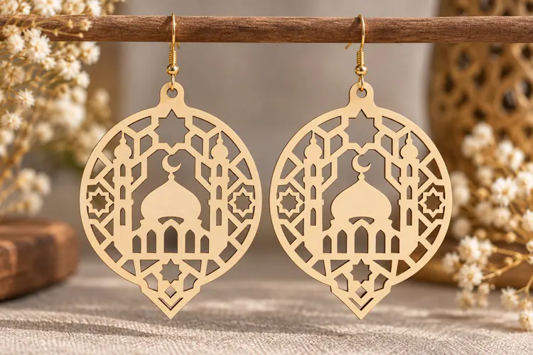 Geometric Mosque Earrings Laser Cut SVG File geometric earri