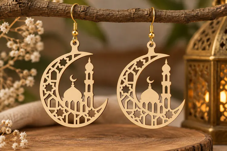 Crescent Mosque Earrings Laser Cut SVG File crescent earring