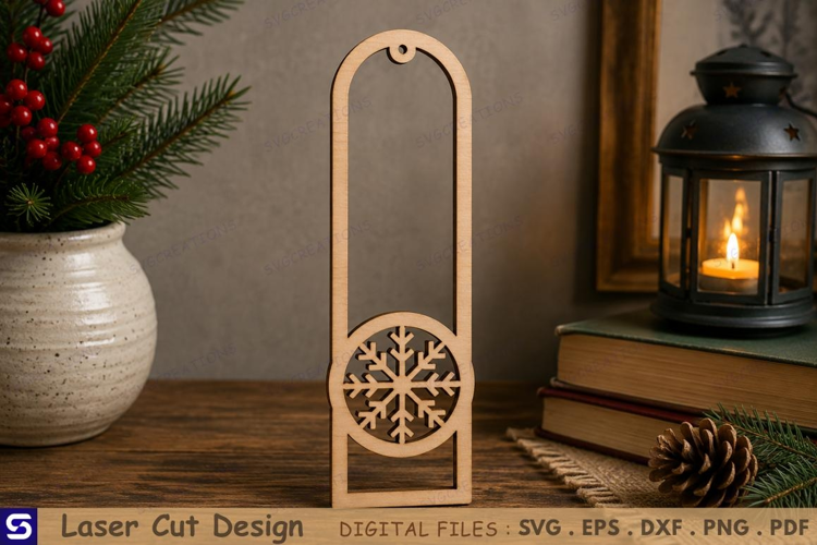 3D Winter Snowflake Arch Bookmark Laser Cut File