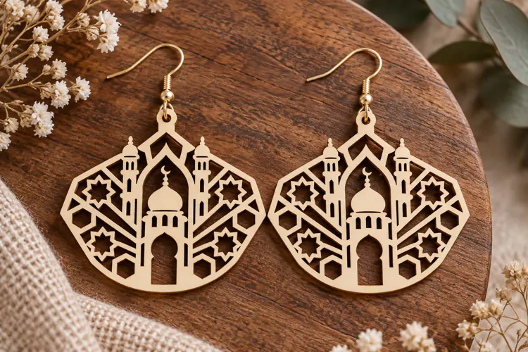 Geometric Mosque Earrings Laser Cut SVG File geometric e