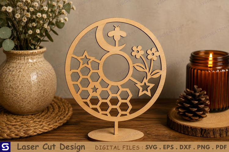 3D Celestial Honeycomb Circle Tabletop Decor Laser Cut File