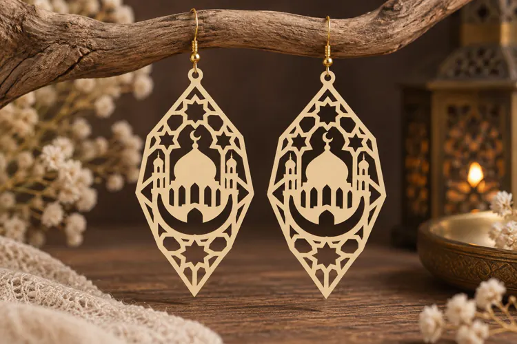 Diamond Mosque Earrings Laser Cut SVG File diamond earrings