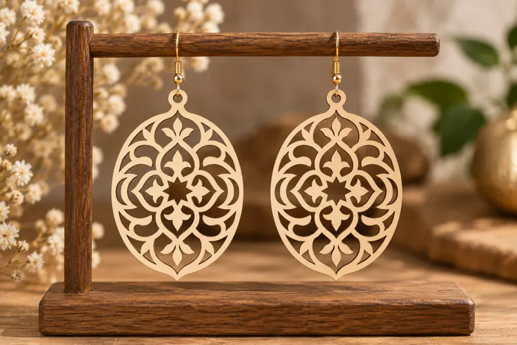Round Floral Earrings Laser Cut SVG File round earrings svg,